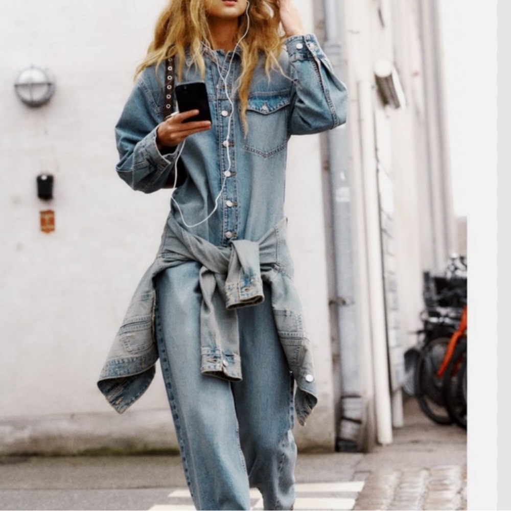 Zara Light Blue Denim Jumpsuit